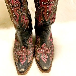 Corral Hot Pink Angel Wing Cowboy Boots Gently Used